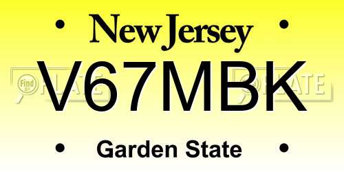 V67MBK New Jersey License Plate