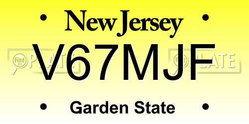 V67MJF New Jersey License Plate