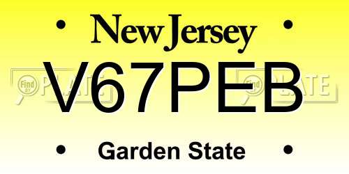 V67PEB New Jersey License Plate