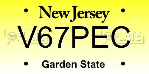 V67PEC New Jersey License Plate
