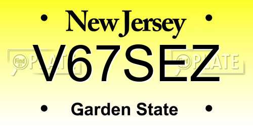 V67SEZ New Jersey License Plate