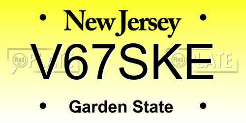 V67SKE New Jersey License Plate