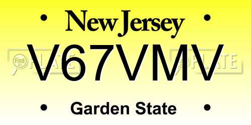 V67VMV New Jersey License Plate