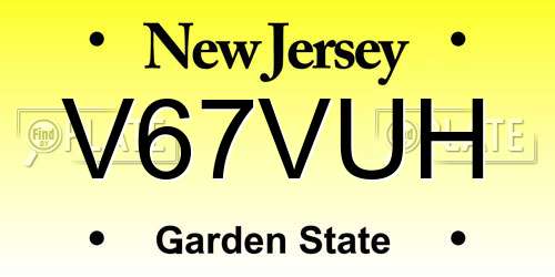 V67VUH New Jersey License Plate
