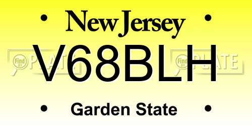 V68BLH New Jersey License Plate