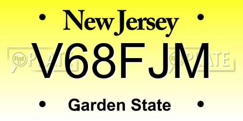 V68FJM New Jersey License Plate