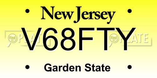 V68FTY New Jersey License Plate