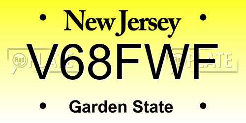 V68FWF New Jersey License Plate