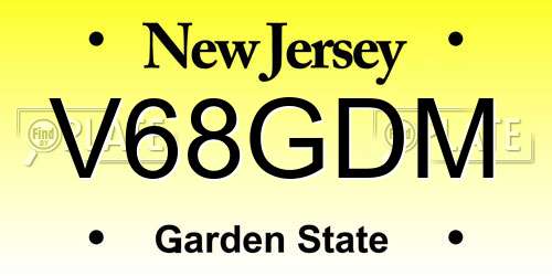 V68GDM New Jersey License Plate