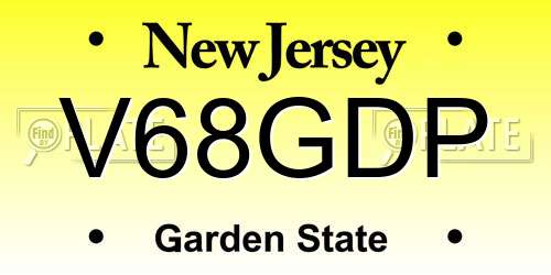 V68GDP New Jersey License Plate
