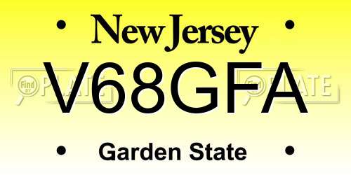 V68GFA New Jersey License Plate