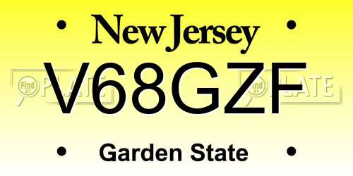 V68GZF New Jersey License Plate