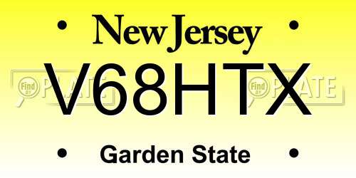 V68HTX New Jersey License Plate