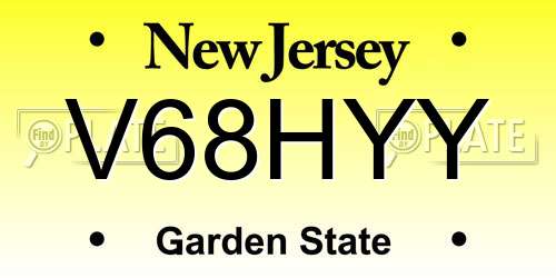 V68HYY New Jersey License Plate