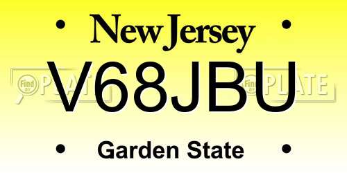 V68JBU New Jersey License Plate