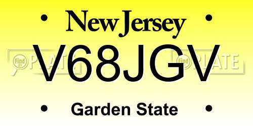 V68JGV New Jersey License Plate