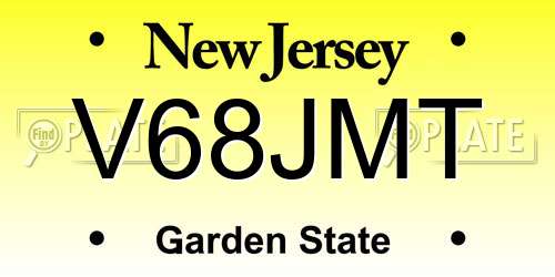 V68JMT New Jersey License Plate