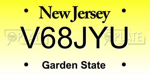 V68JYU New Jersey License Plate