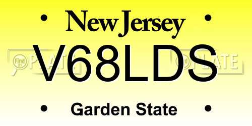 V68LDS New Jersey License Plate