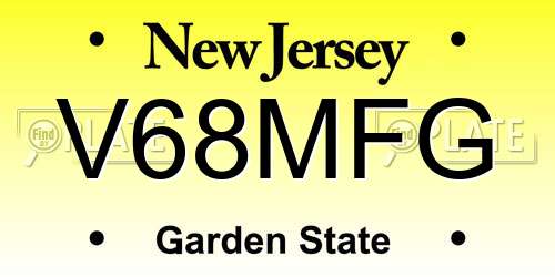 V68MFG New Jersey License Plate