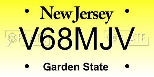 V68MJV New Jersey License Plate