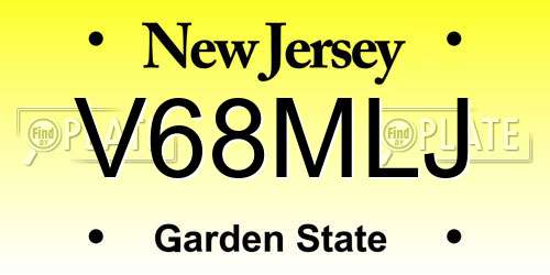 V68MLJ New Jersey License Plate