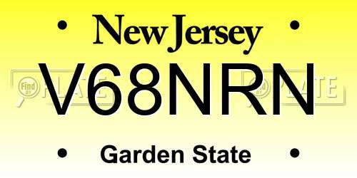 V68NRN New Jersey License Plate