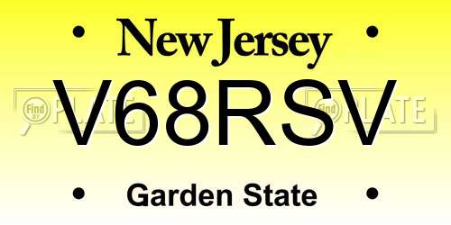 V68RSV New Jersey License Plate