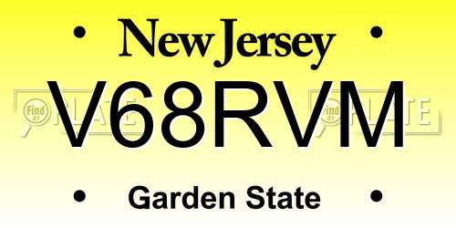 V68RVM New Jersey License Plate