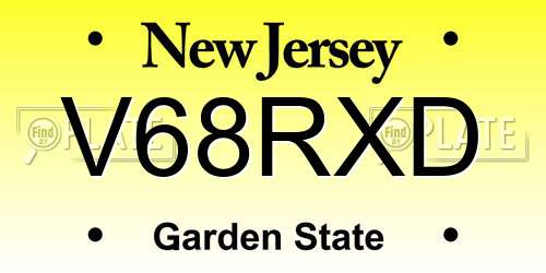 V68RXD New Jersey License Plate