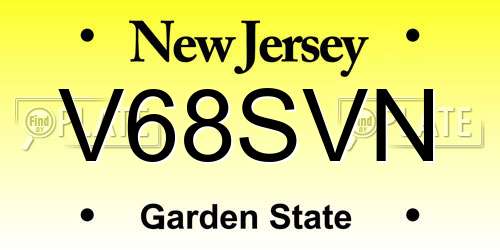 V68SVN New Jersey License Plate