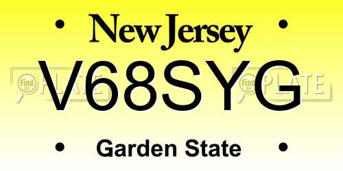 V68SYG New Jersey License Plate