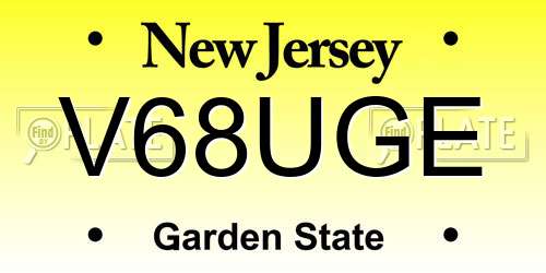 V68UGE New Jersey License Plate