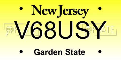 V68USY New Jersey License Plate