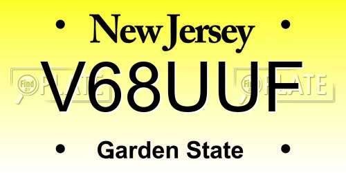 V68UUF New Jersey License Plate