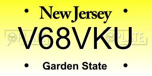 V68VKU New Jersey License Plate