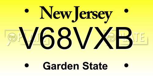 V68VXB New Jersey License Plate
