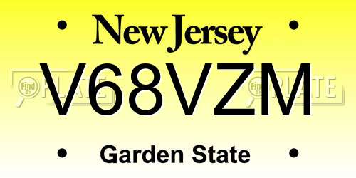 V68VZM New Jersey License Plate