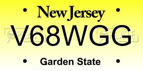 V68WGG New Jersey License Plate