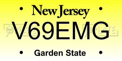 V69EMG New Jersey License Plate