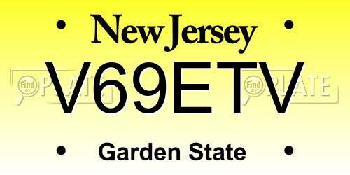 V69ETV New Jersey License Plate