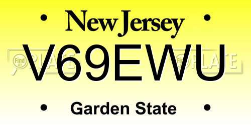 V69EWU New Jersey License Plate