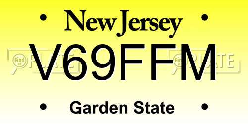 V69FFM New Jersey License Plate