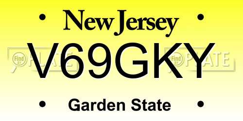 V69GKY New Jersey License Plate