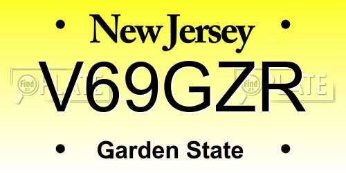 V69GZR New Jersey License Plate