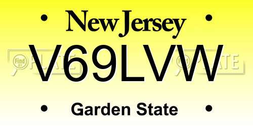 V69LVW New Jersey License Plate