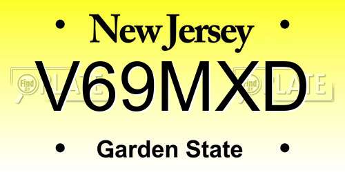 V69MXD New Jersey License Plate