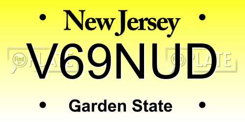 V69NUD New Jersey License Plate