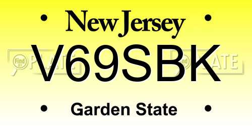 V69SBK New Jersey License Plate