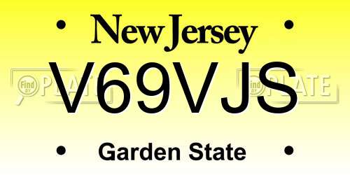 V69VJS New Jersey License Plate